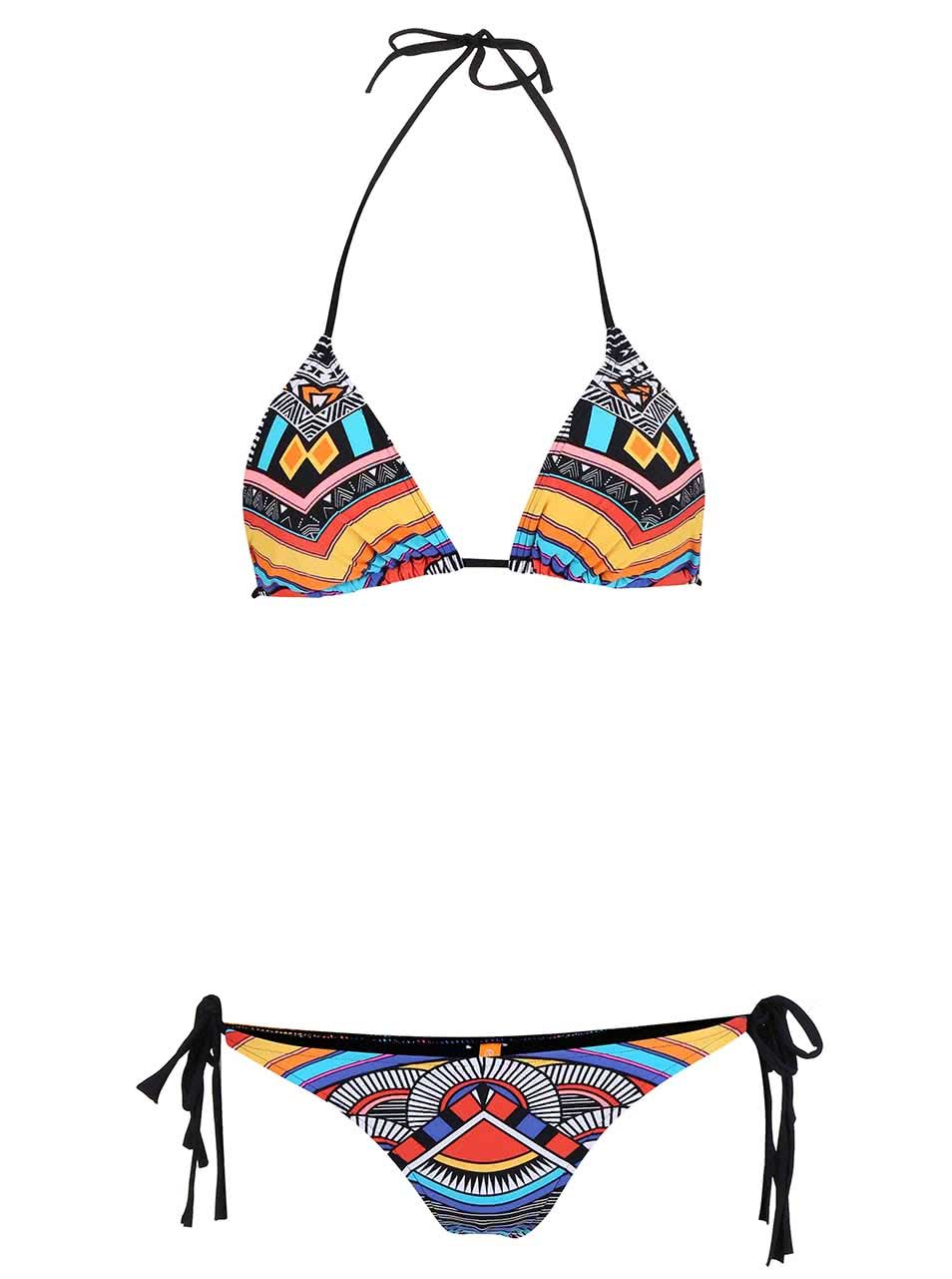 Černé dvoudílné plavky s barevnými vzory Rip Curl Tribal