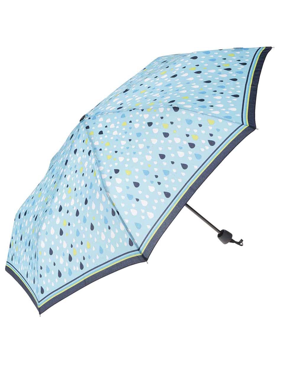 Světle modrý dámský skládací deštník se vzory s.Oliver