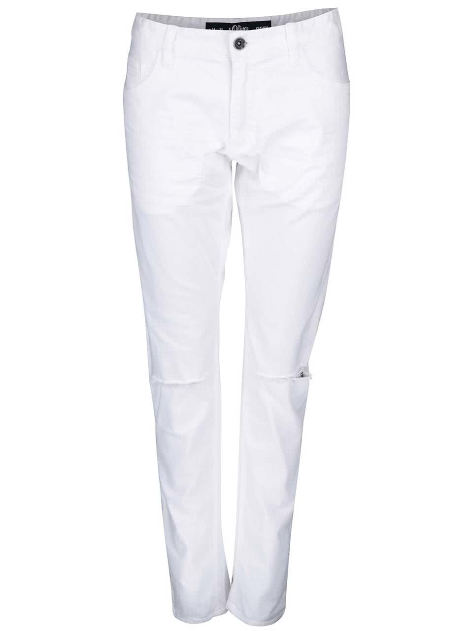 Bílé pánské skinny džíny s roztrhanými koleny s.Oliver
