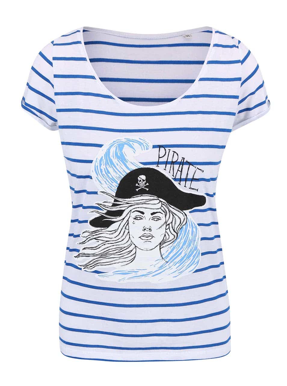 Modro-bílé dámské pruhované tričko ZOOT Originál Pirátka