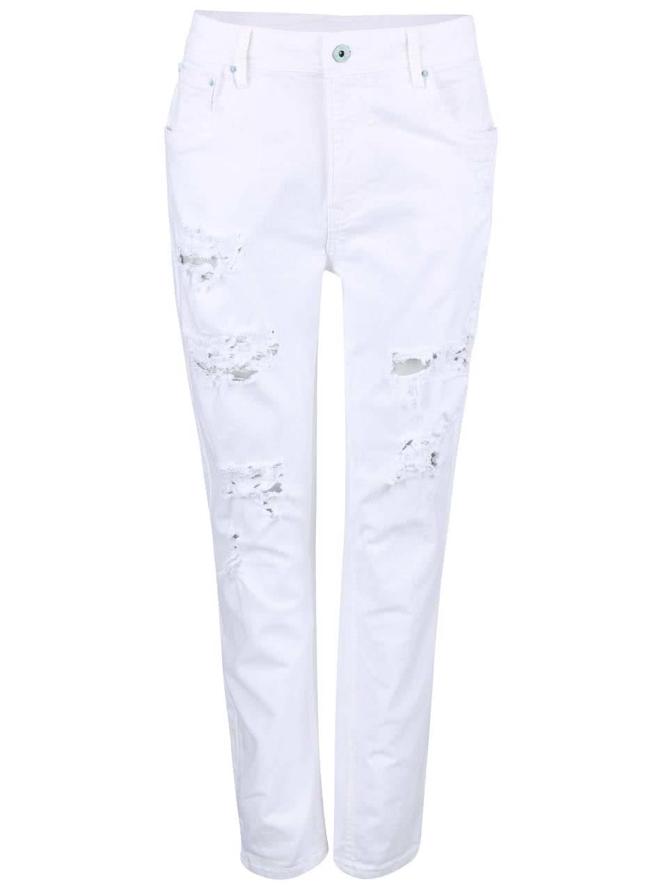Bílé dámské džíny s roztrhaným efektem Pepe Jeans Vagabond