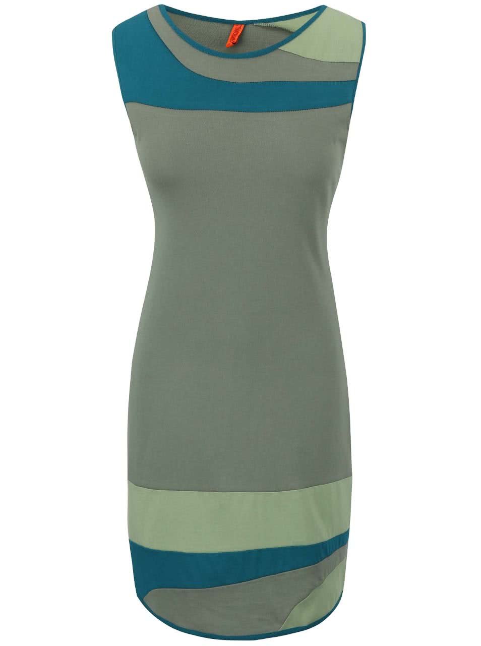 Khaki šaty s barevnými pruhy Tranquillo Nuka