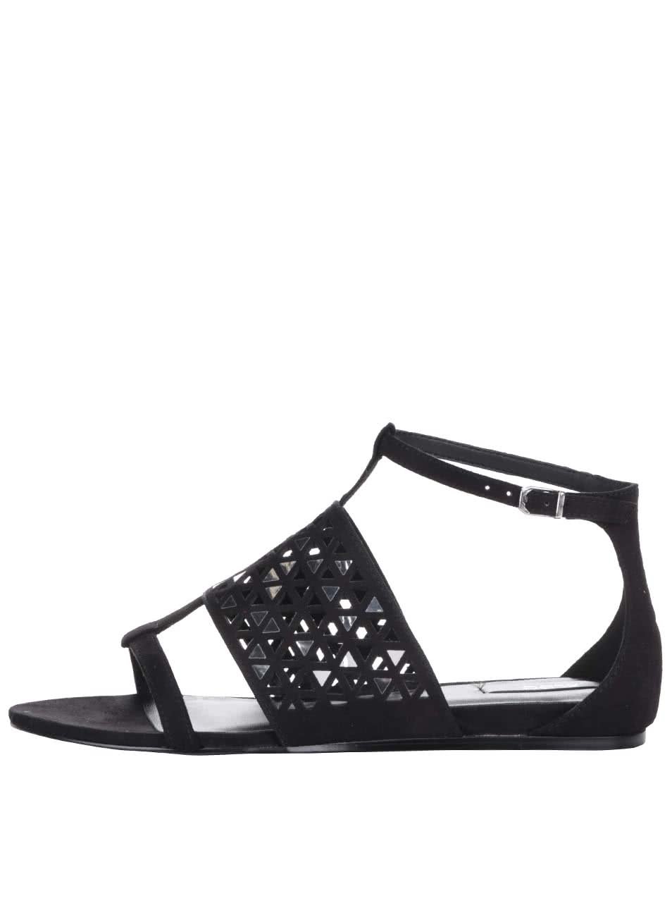 Černé sandály se zdobením ve stříbrné barvě ALDO Liliane