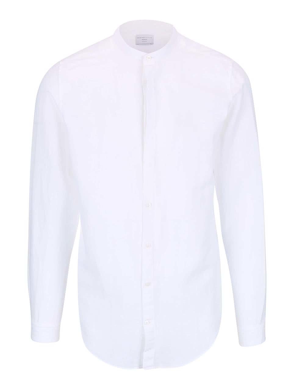 Bílá košile bez límečku Selected Donecal