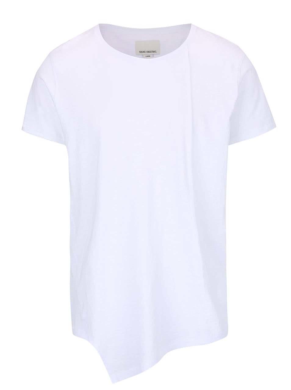 Bílé delší asymetrické tričko Shine Original Long Oversize