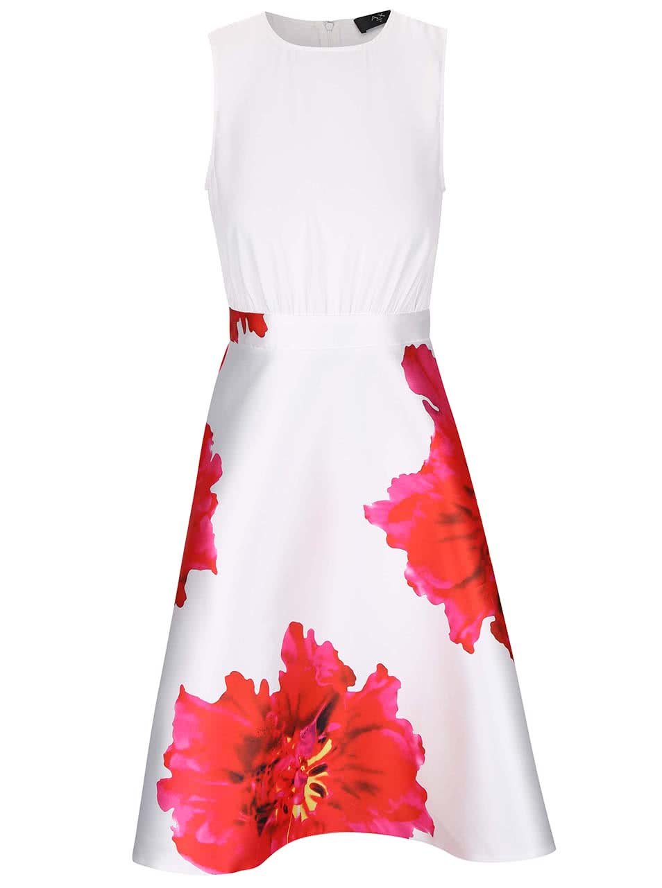 Bílé šaty s velkými červenými květy AX Paris