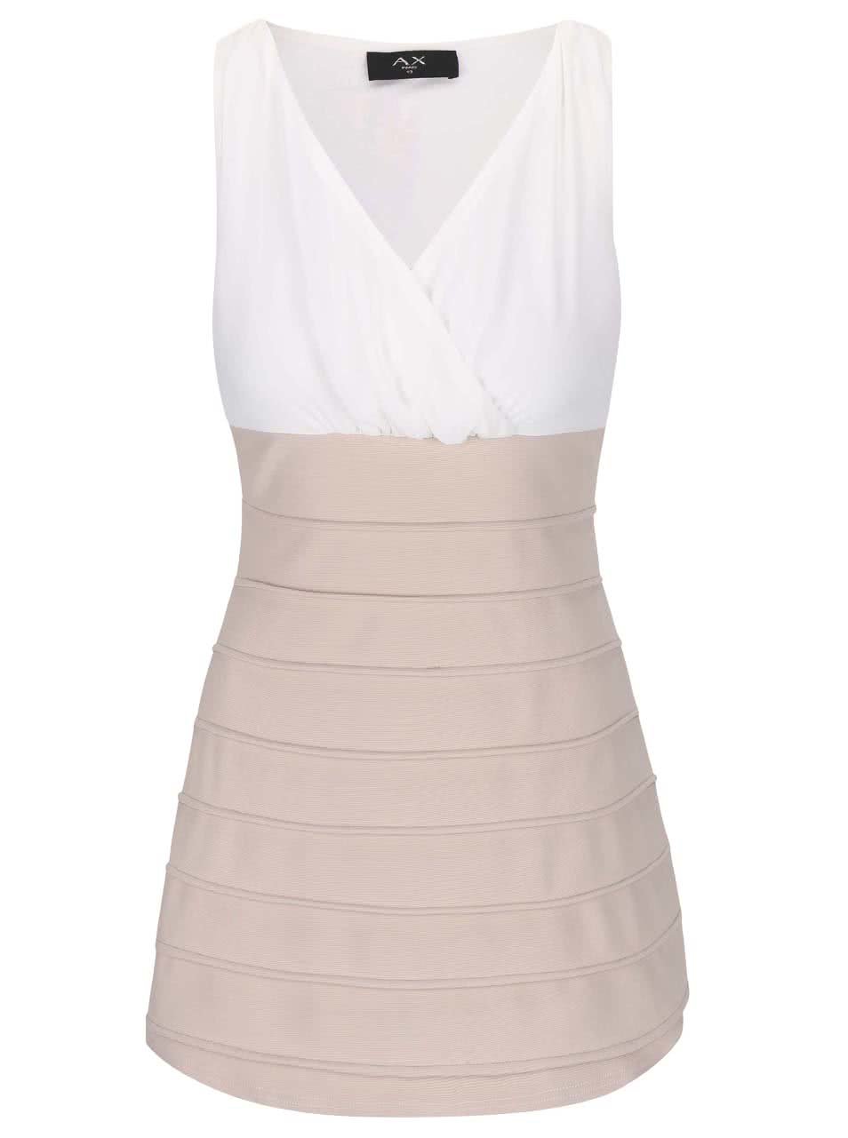 Bílo-béžové mini šaty AX Paris