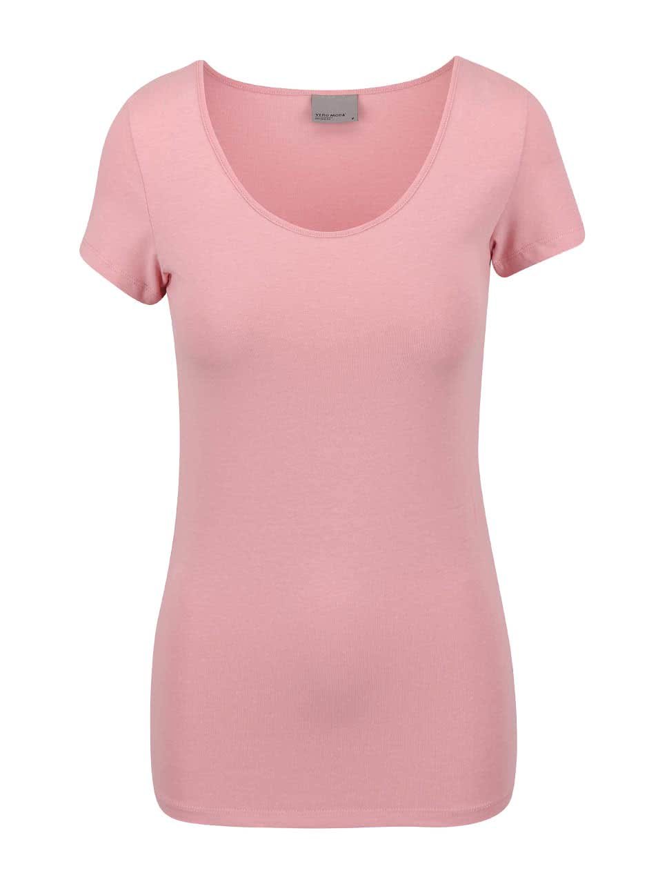 Růžové tričko s krátkým rukávem Vero Moda Maxi My
