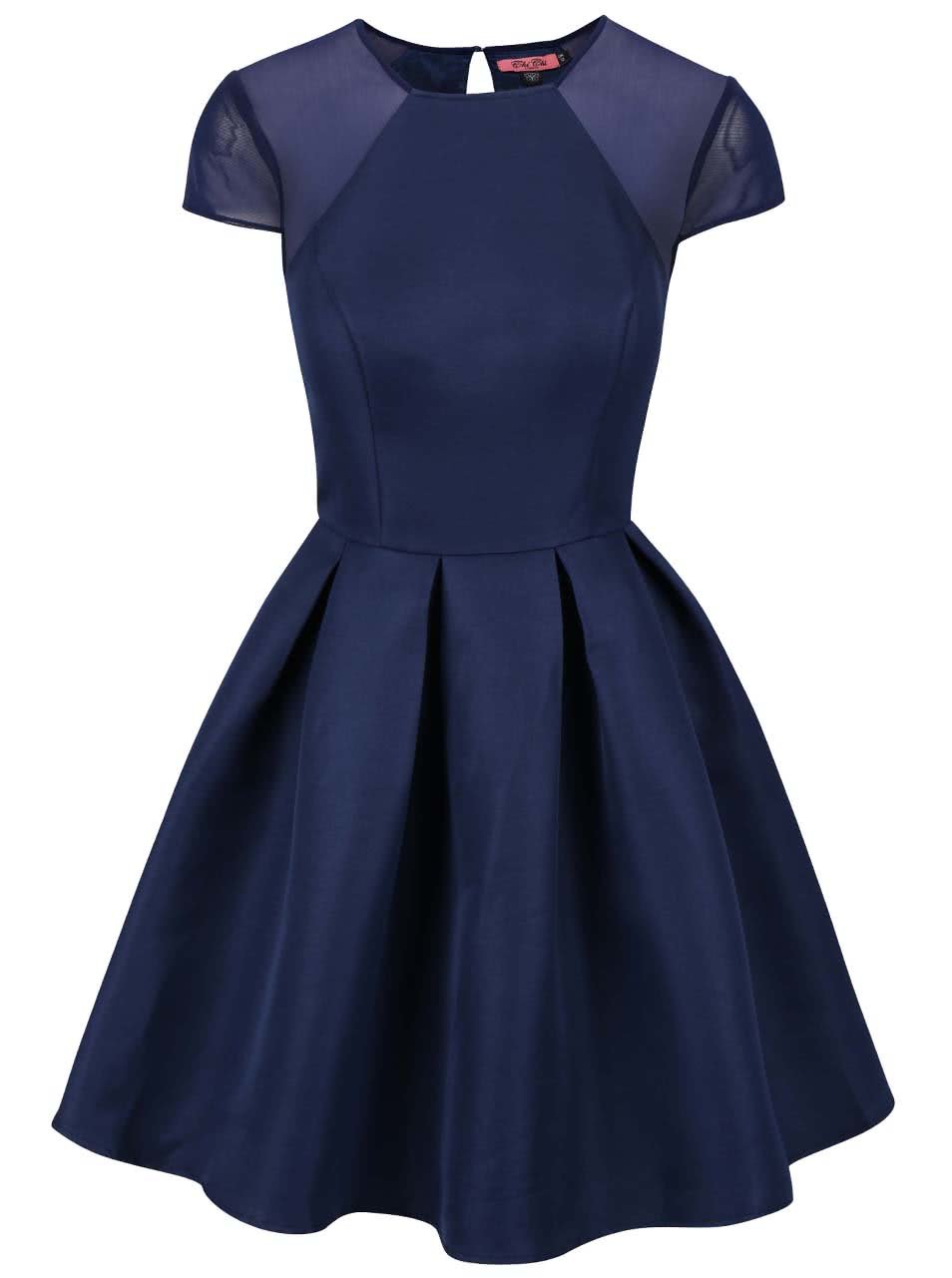 Tmavě modré šaty se skládanou sukní Chi Chi London Felicia
