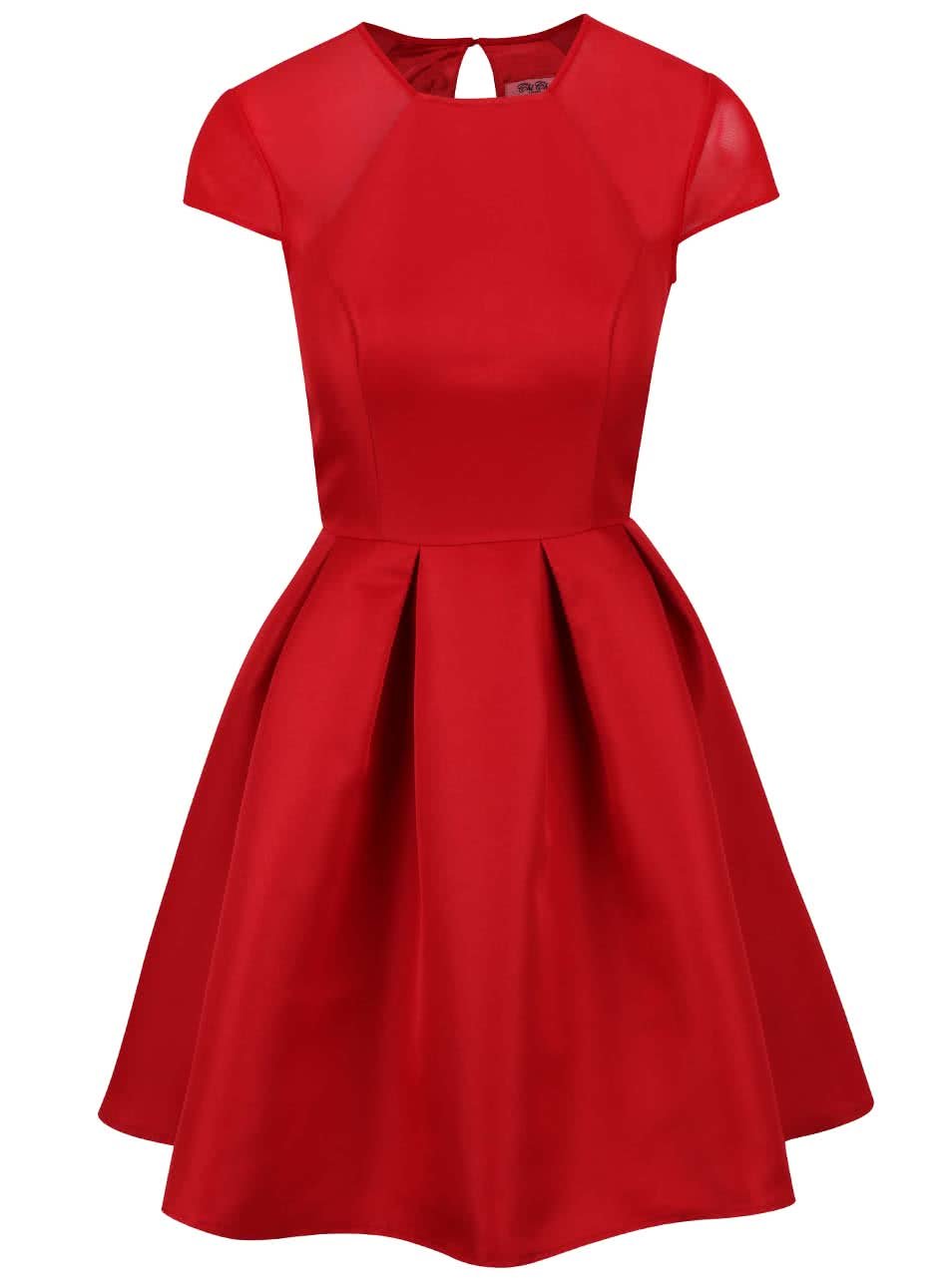 Červené šaty se skládanou sukní Chi Chi London Marley