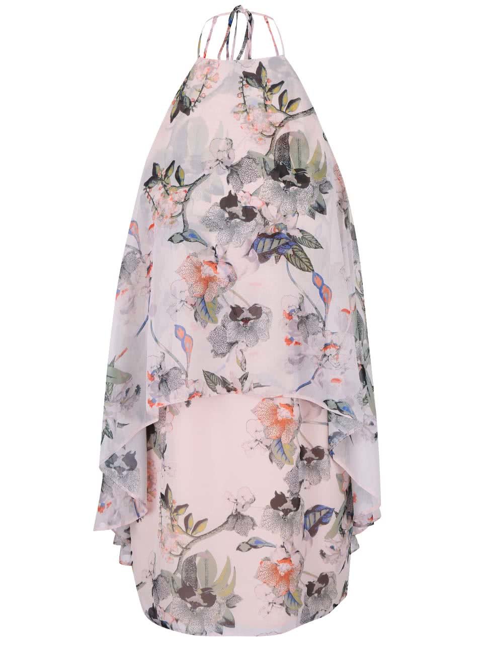 Světle růžové volné květované šaty Miss Selfridge