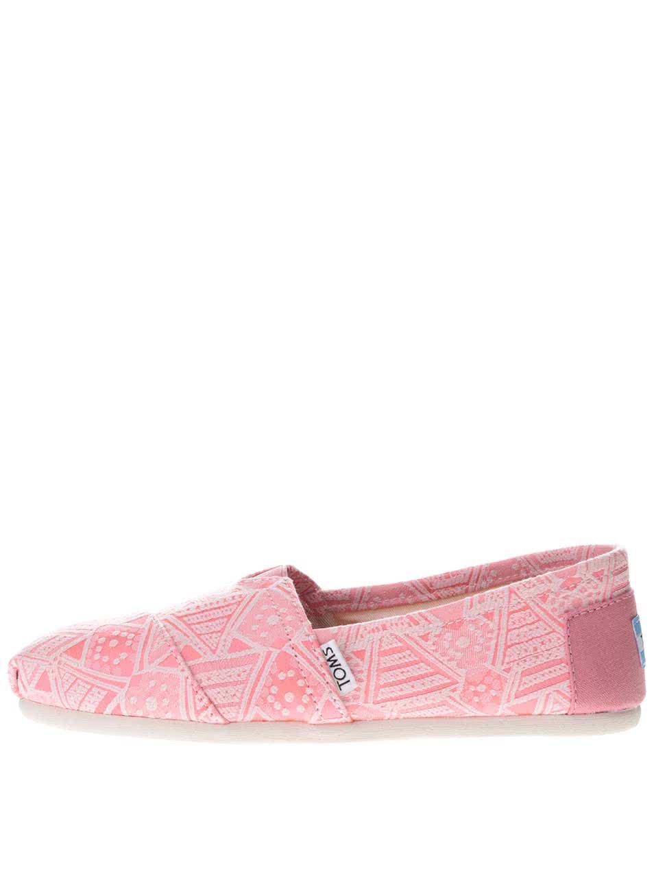 Neonově růžové dámské vzorované loafersToms