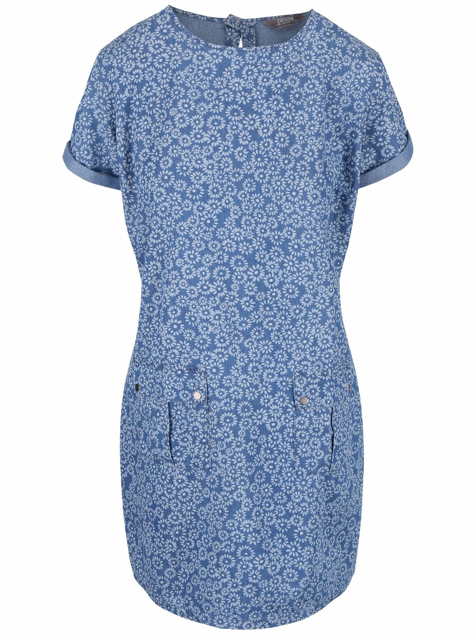 Modré vzorované denimové šaty s kapsami Dorothy Perkins