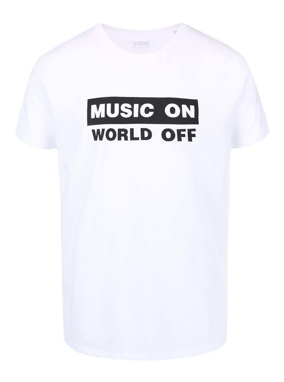 Bílé pánské triko ZOOT Originál Music On, World Off