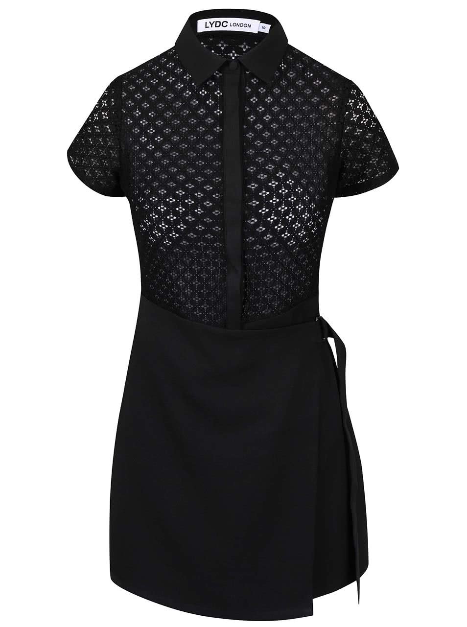 Černé zavinovací šaty s límečkem LYDC