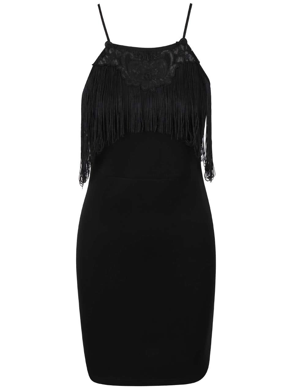 Černé šaty s třásněmi LYDC