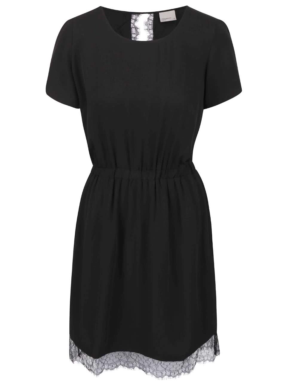 Černé šaty s krajkovým lemem Vero Moda New Maker