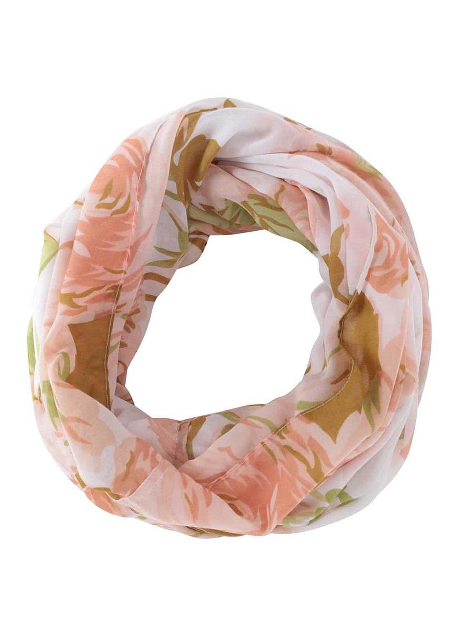 Bílý dutý šátek s květovaným vzorem Pieces Ni