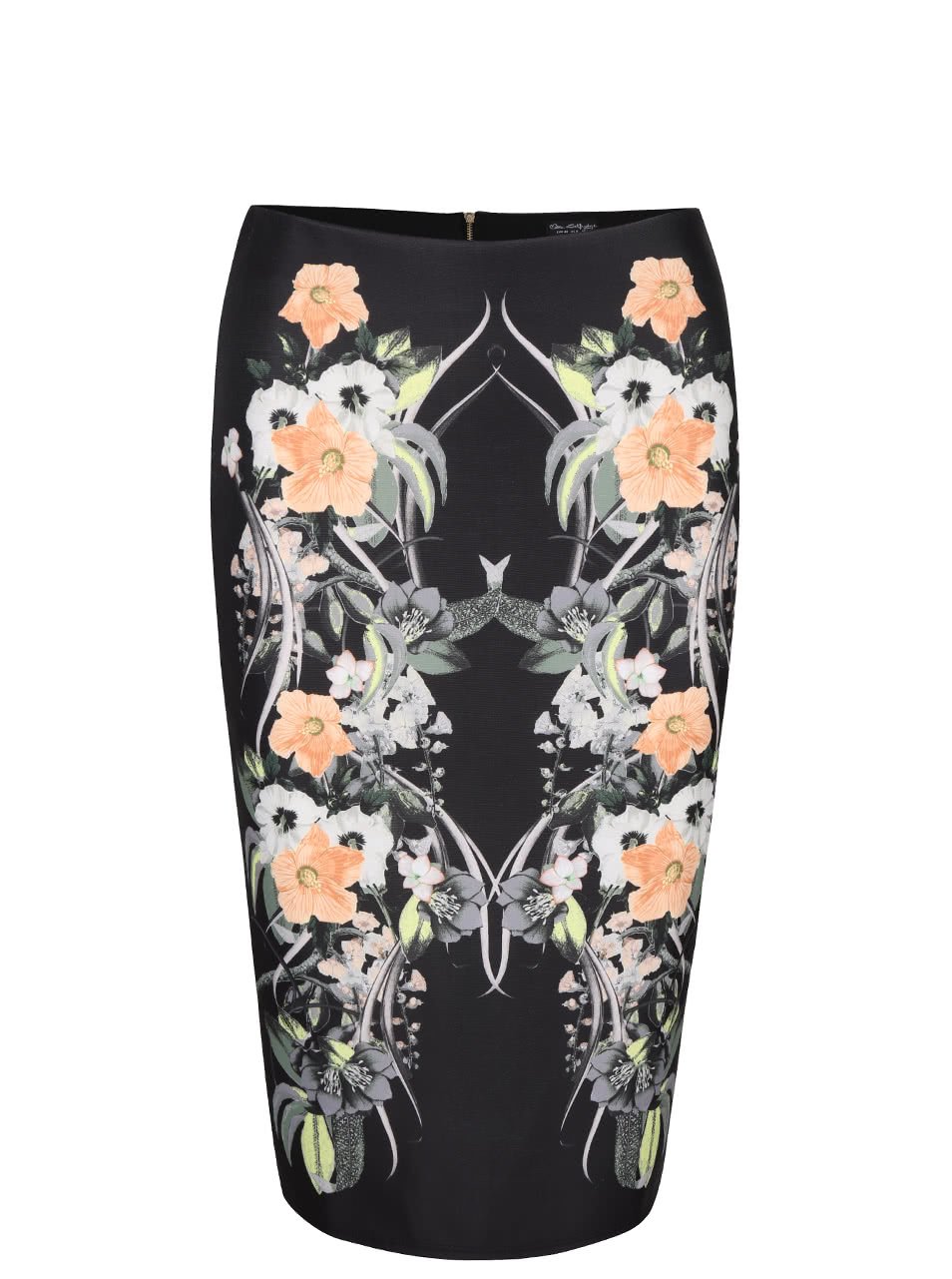 Černá pouzdrová sukně se vzorem květin Miss Selfridge