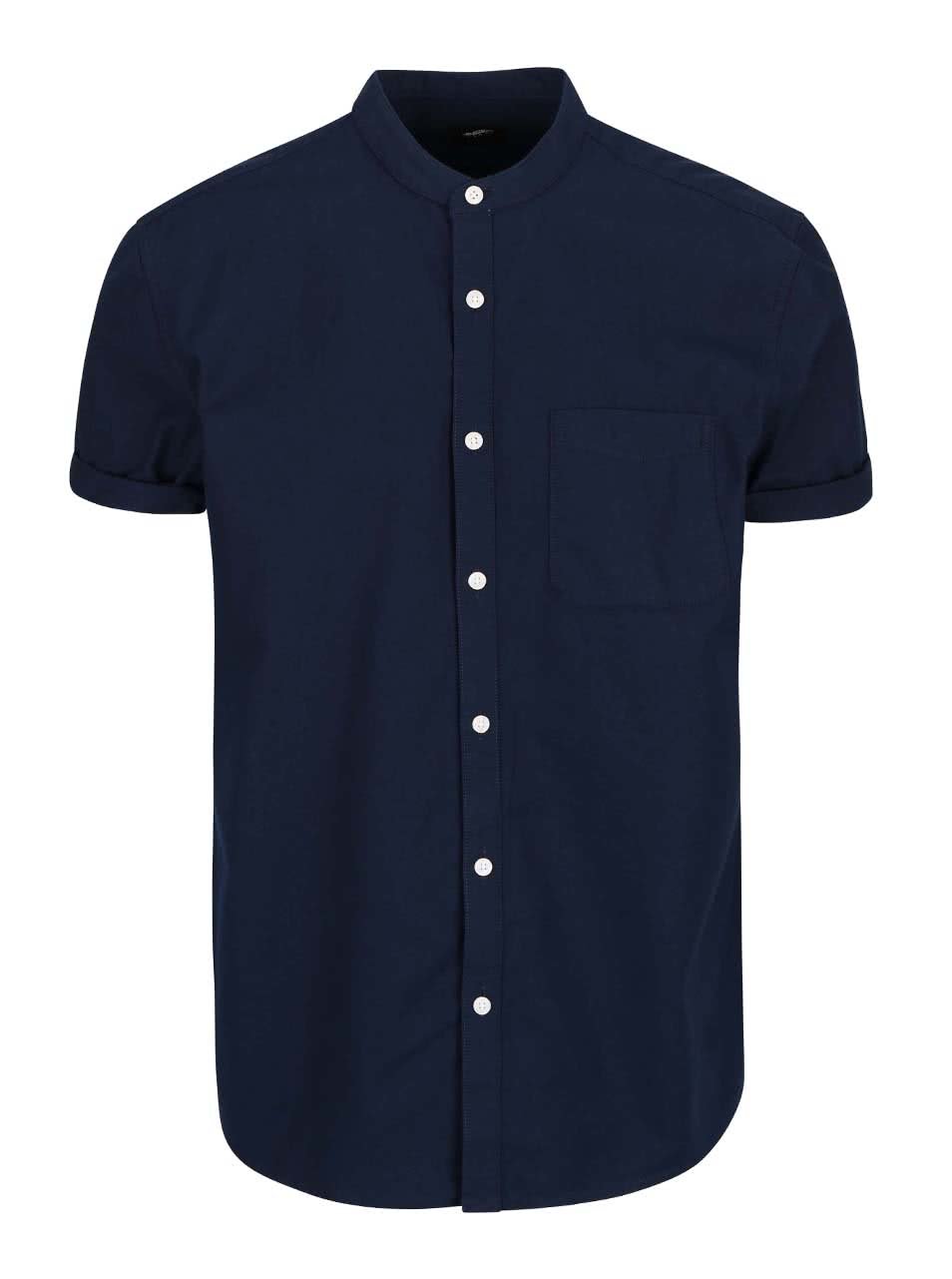 Modrá košile bez límečku Burton Menswear London
