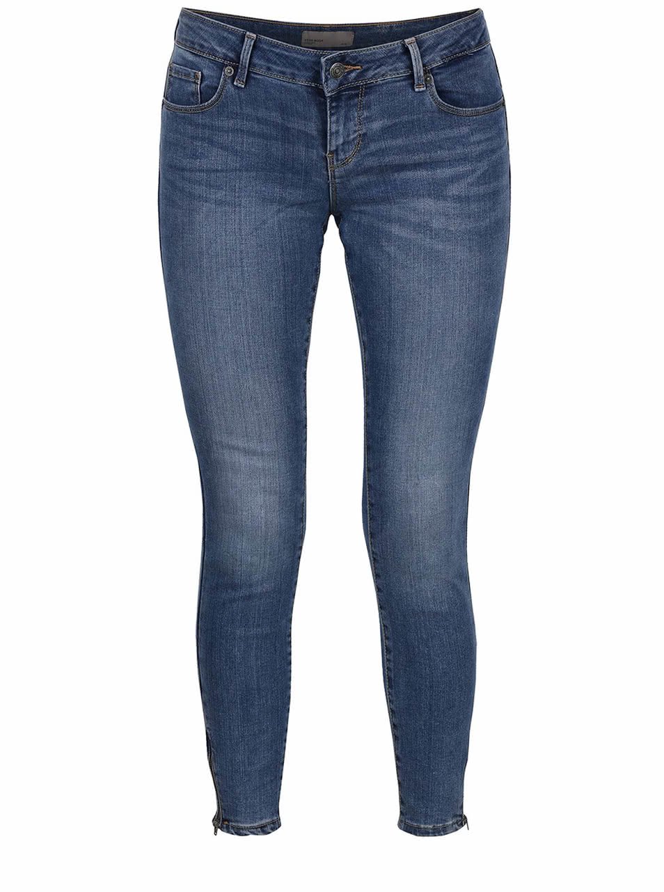 Modré slim fit osminkové džíny Vero Moda Five