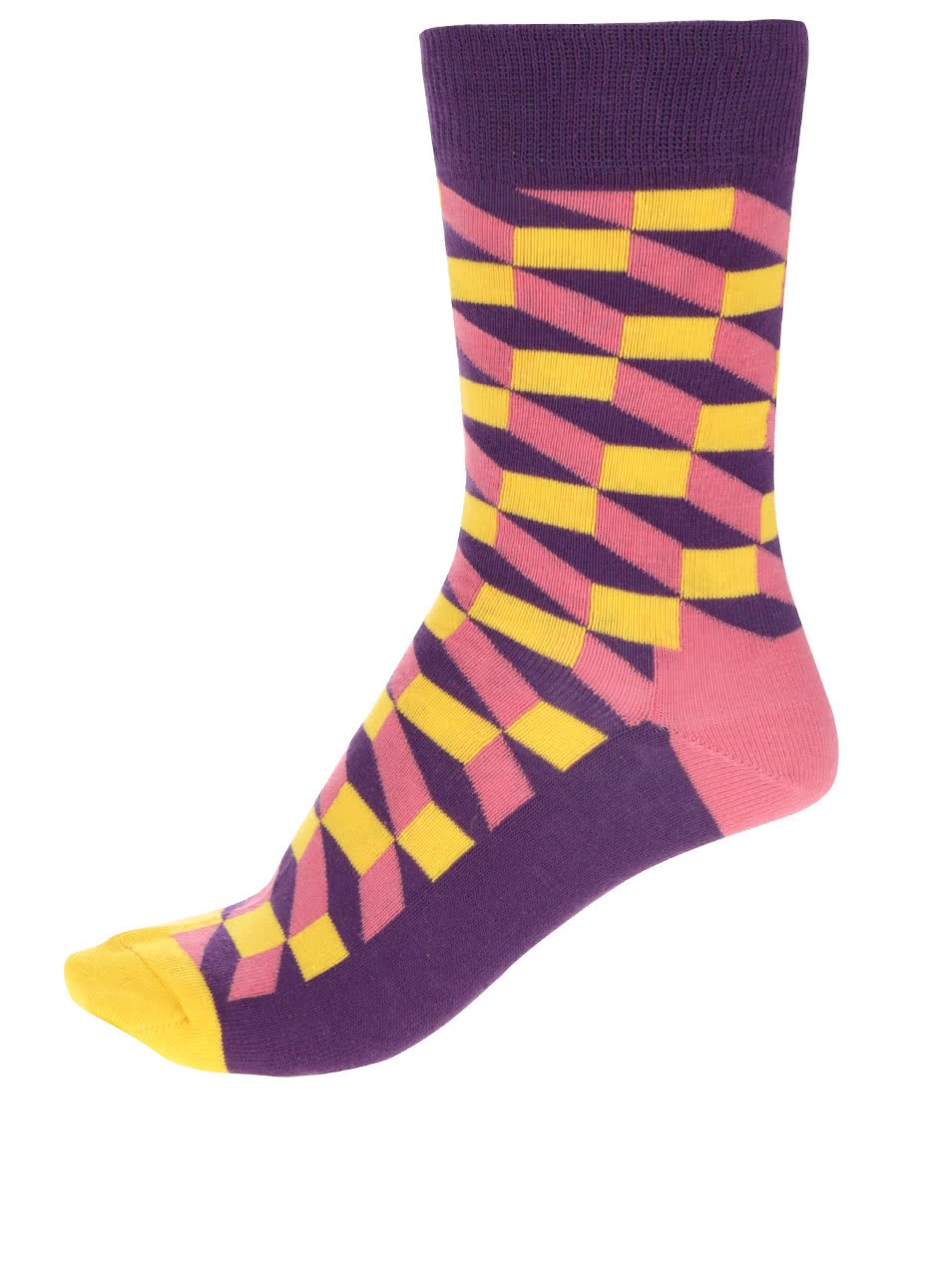 Fialovo-žluté dámské ponožky Happy Socks Filled Optic
