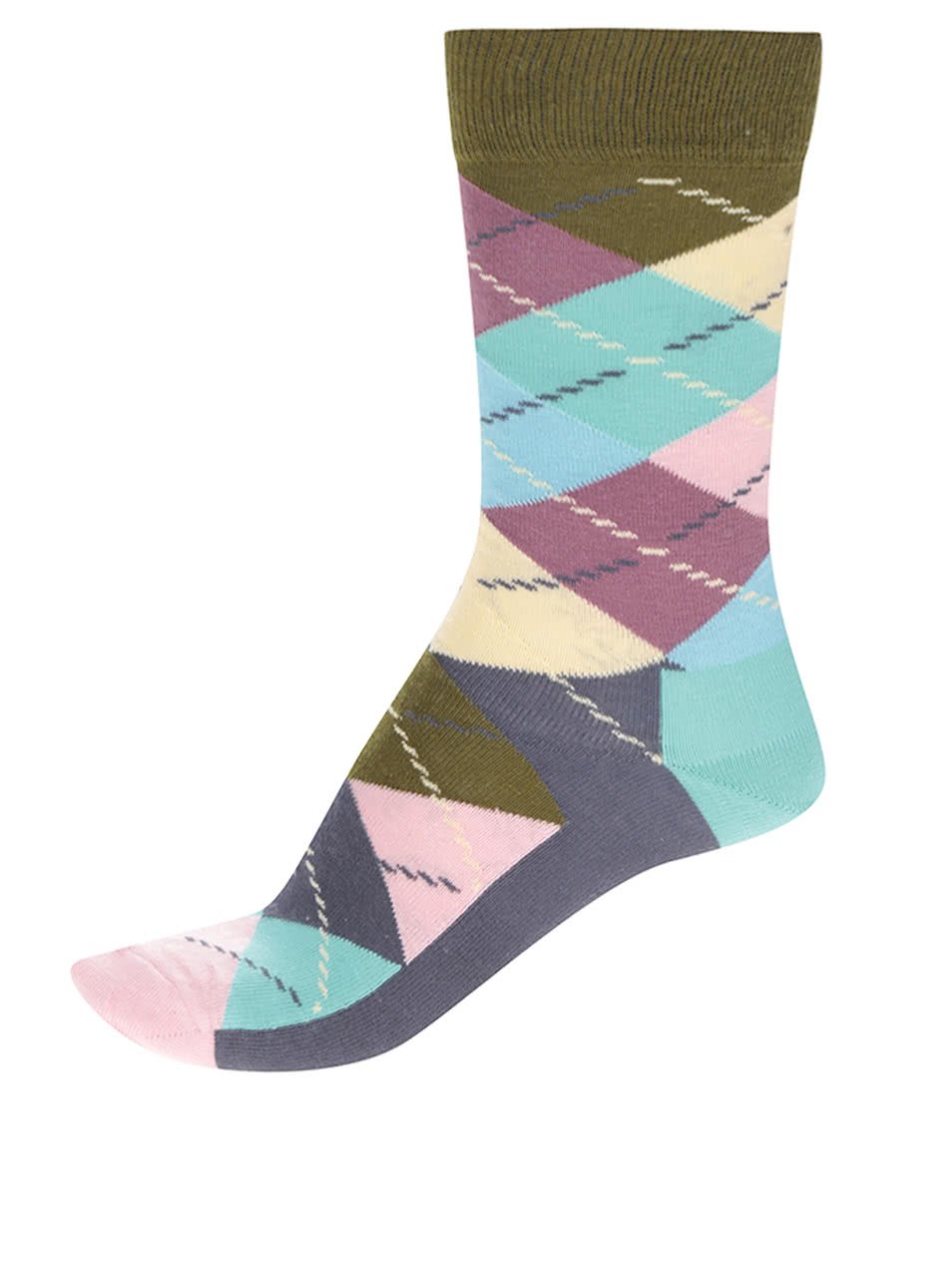 Tmavě modré unisex kárované ponožky Happy Socks Argyle