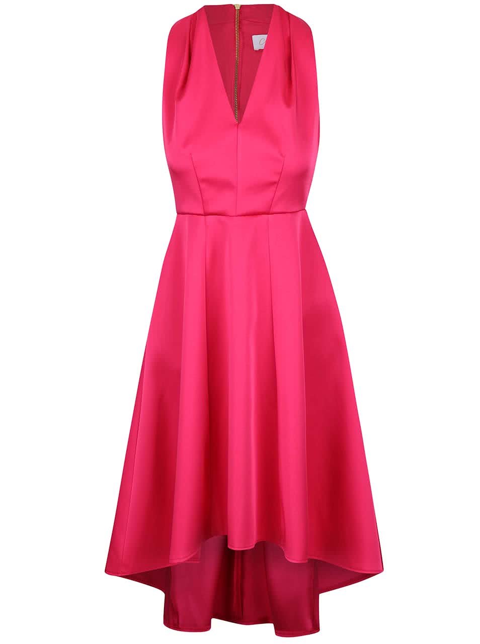 Růžové šaty s prodlouženou zadní délkou sukně Closet