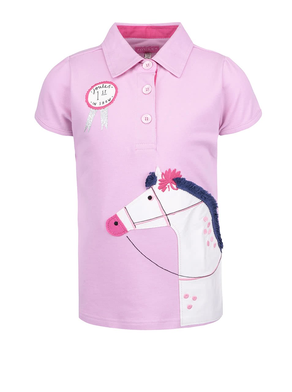 Růžové holčičí polo tričko s výšivkou koně Tom Joule Moxie