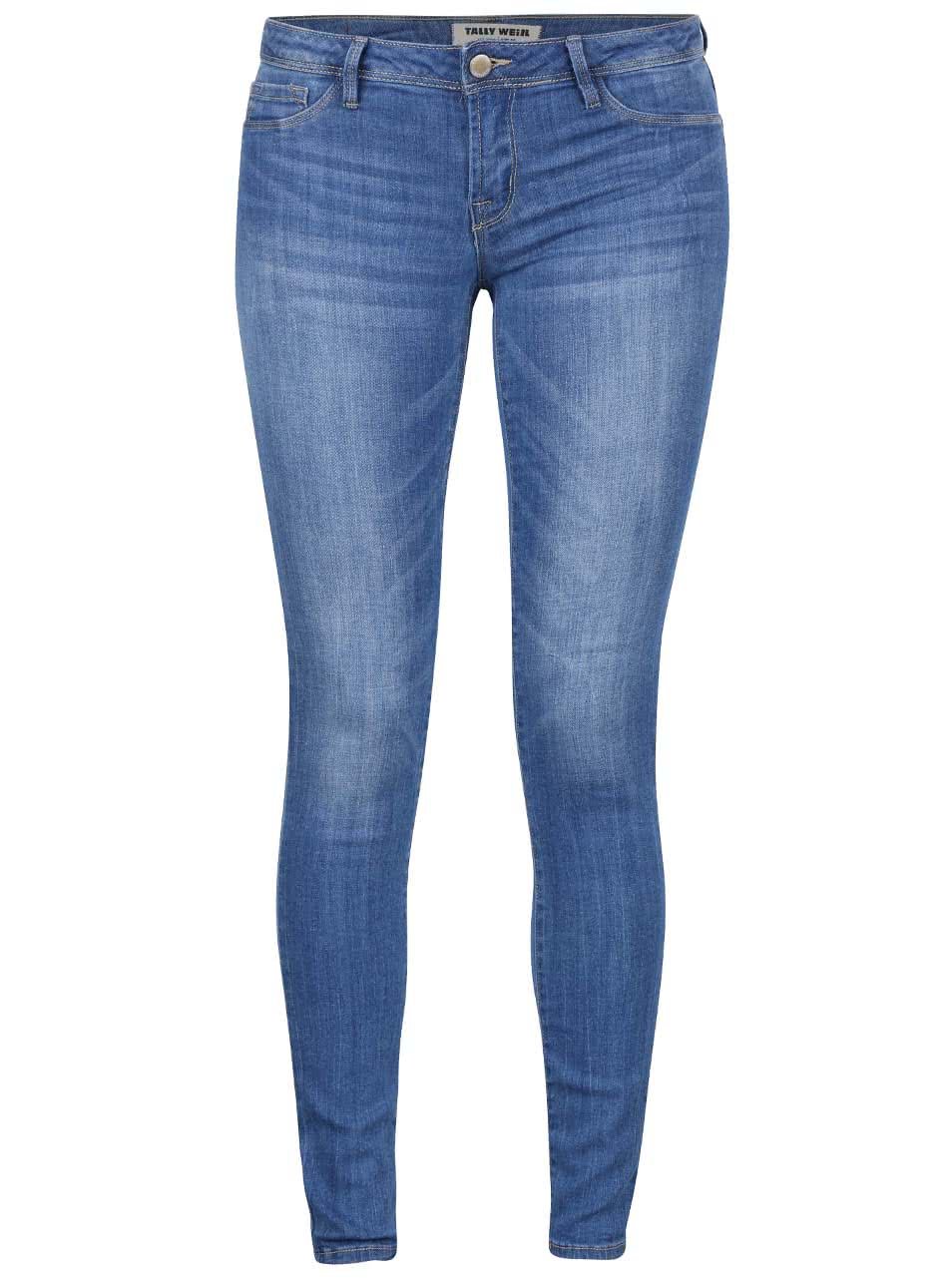 Modré skinny džíny s vyšisovaným efektem TALLY WEiJL