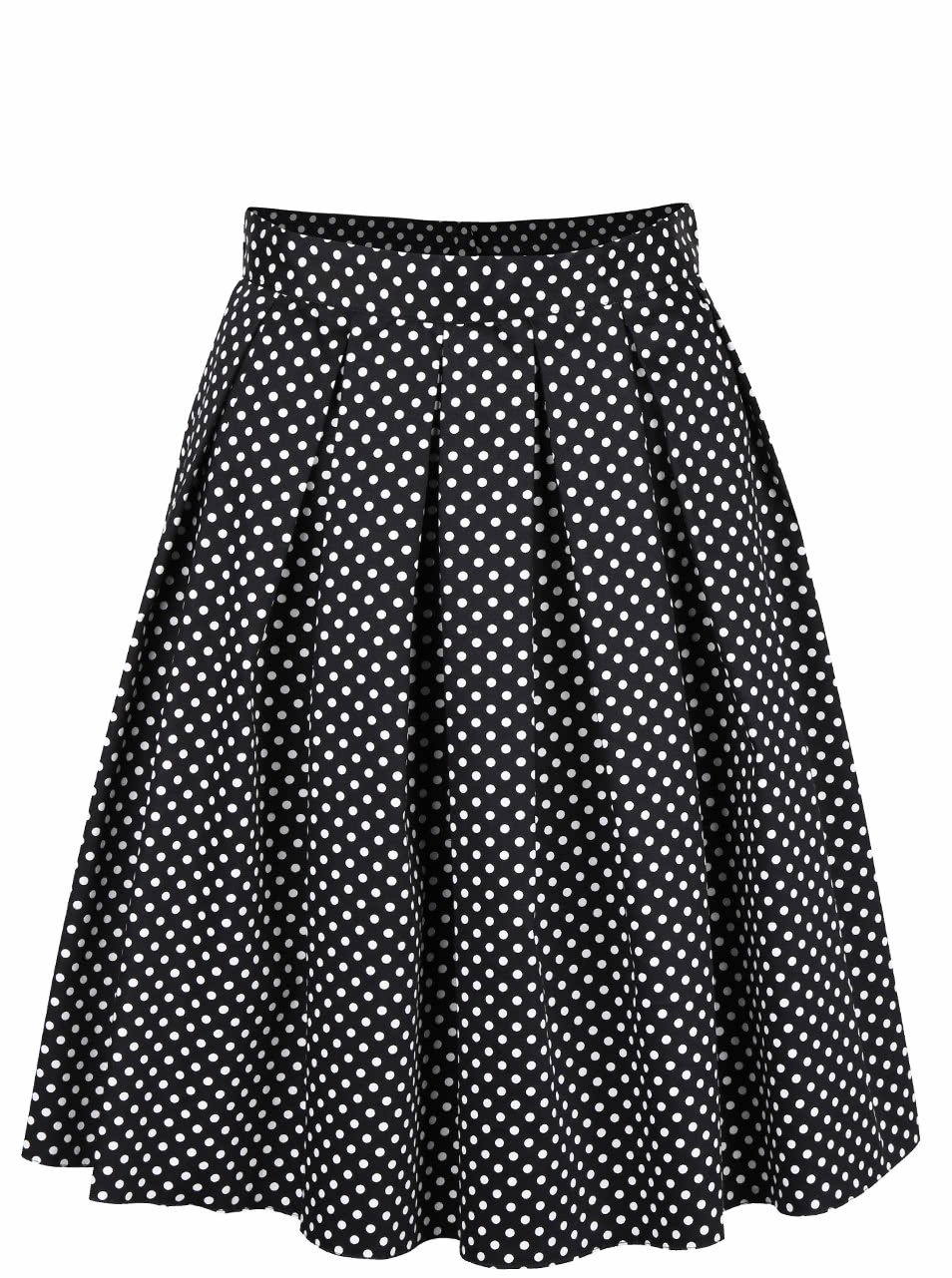 Černá skládaná sukně s bílými puntíky Dorothy Perkins