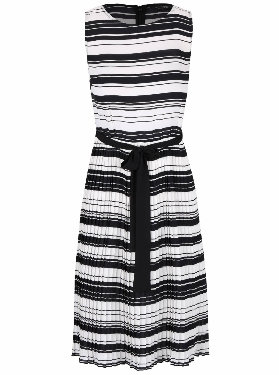 Černo-bílé pruhované šaty s plisovanou sukní Dorothy Perkins