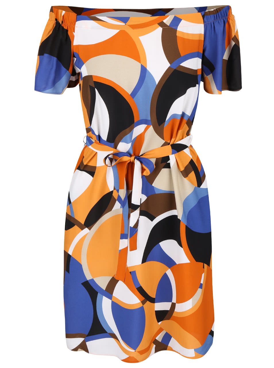 Krémovo-oranžové vzorované šaty s odhalenými rameny Dorothy Perkins