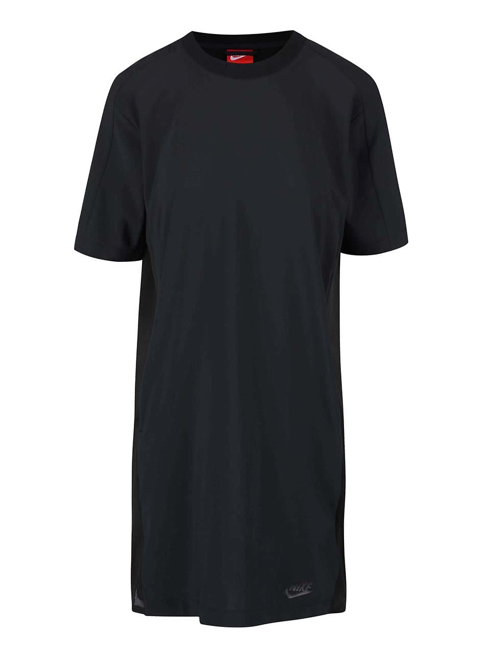 Černé volnější šaty s krátkým rukávem Nike Sportswear