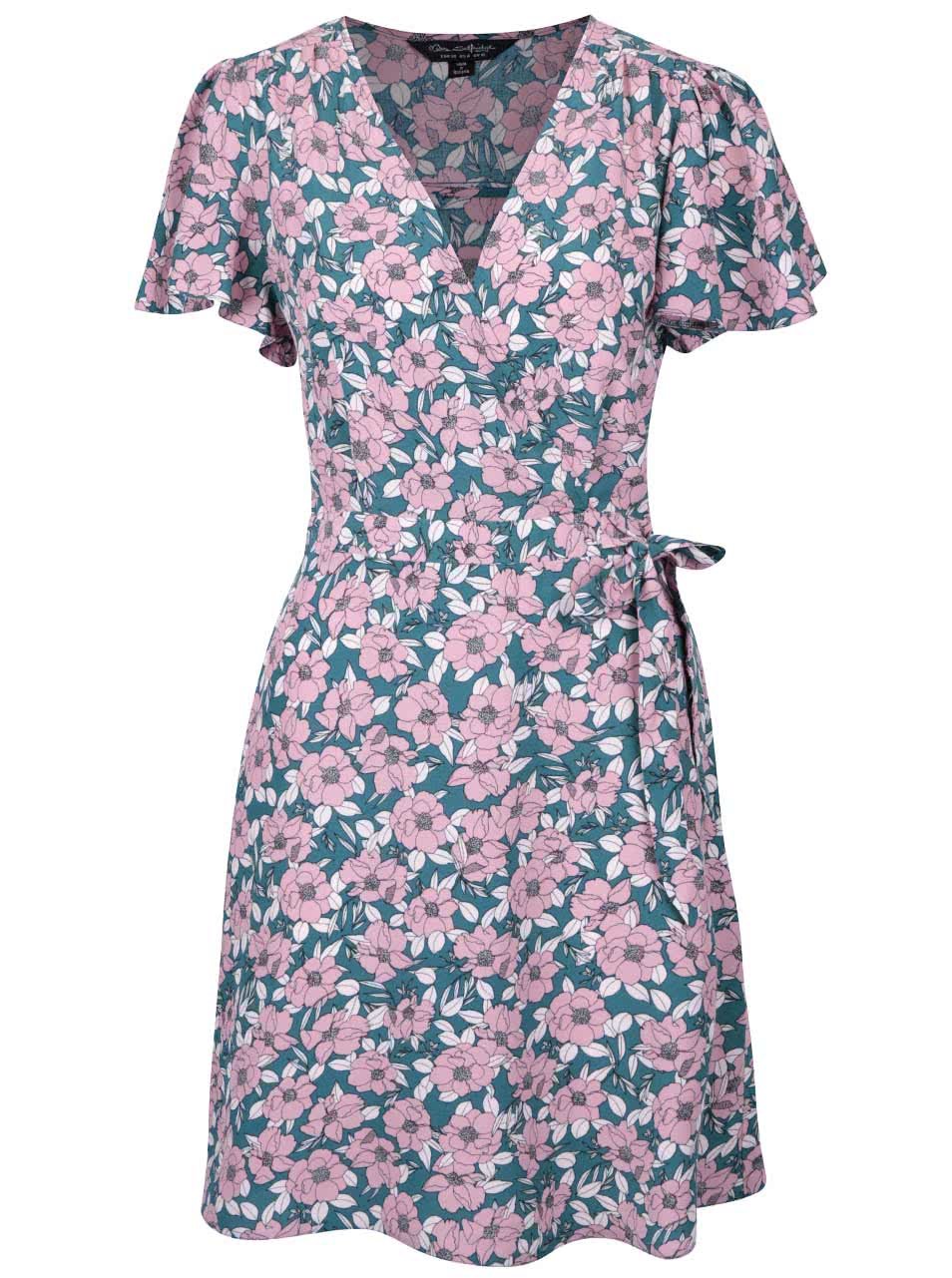 Růžovo-zelené šaty s květinovým potiskem Miss Selfridge