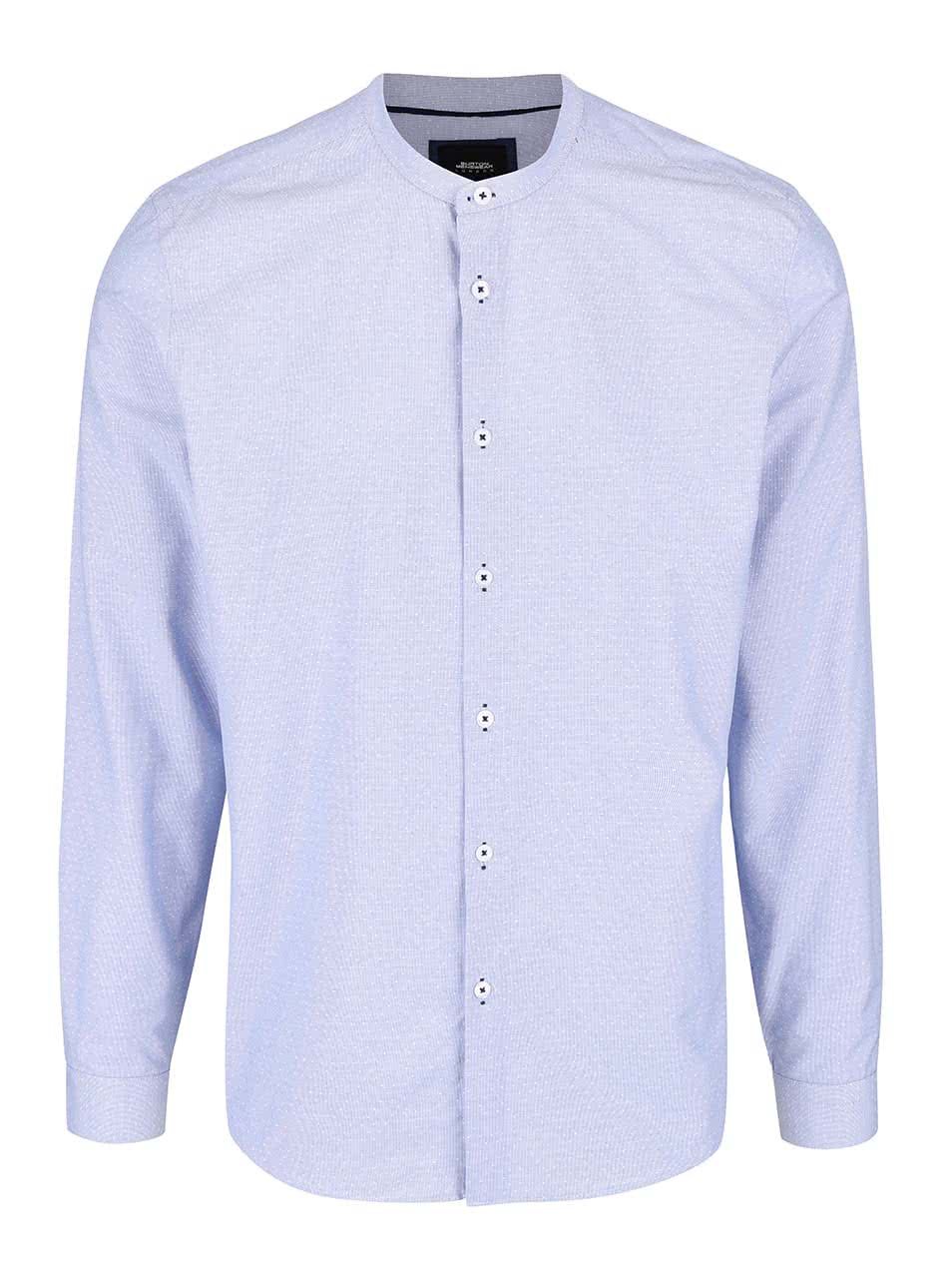 Světle modrá vzorovaná košile bez límečku Burton Menswear London