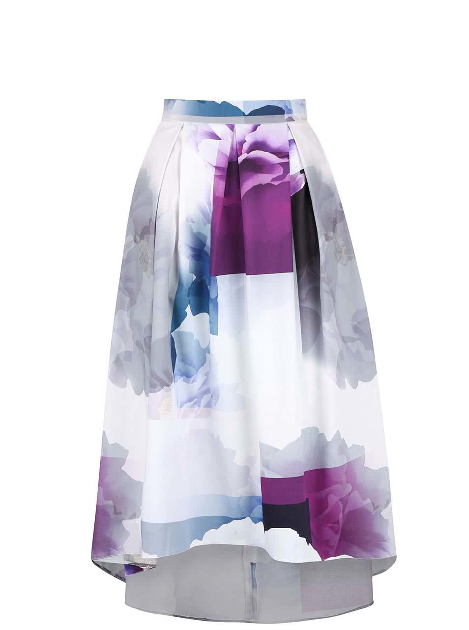 Krémová midi sukně s fialovo-šedými květy Closet