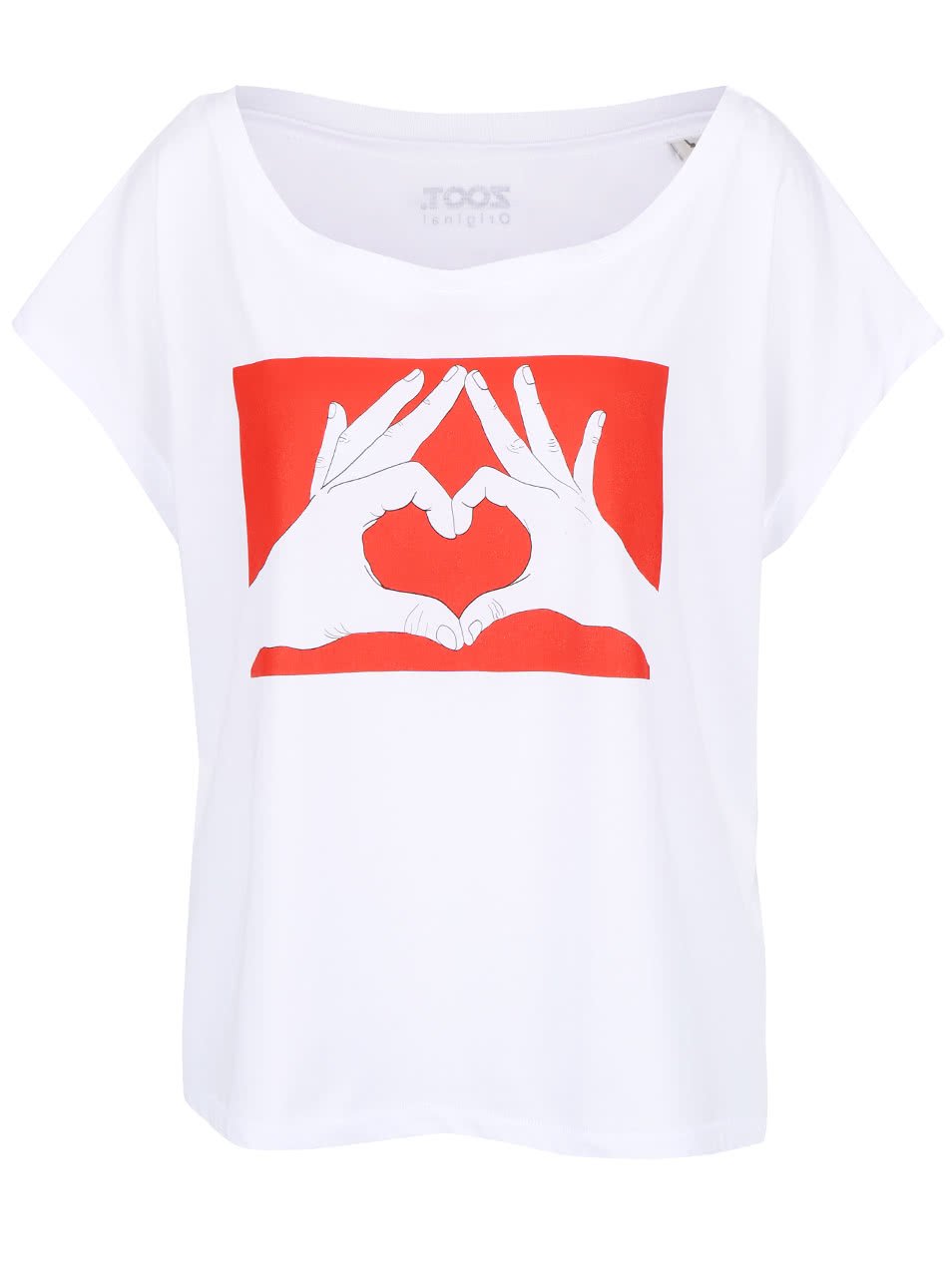Bílé dámské volnější tričko ZOOT Originál Ruce srdce
