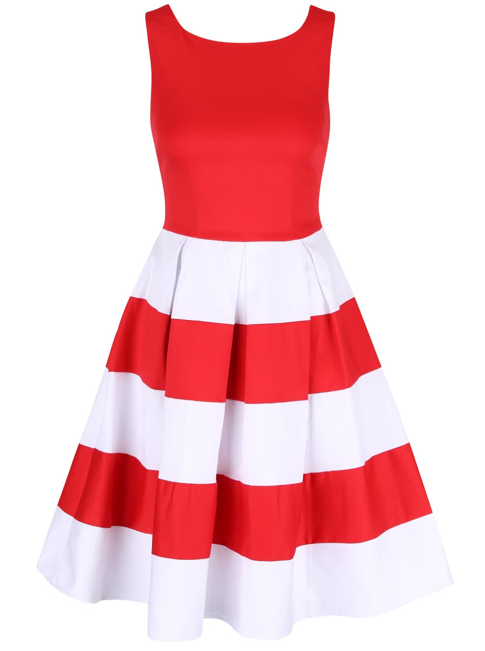 Červeno-bílé šaty s pruhovanou sukní Dolly & Dotty Anna
