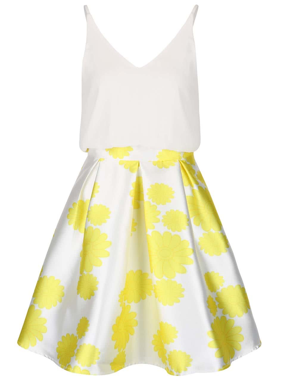 Krémové šaty se žlutými květy AX Paris
