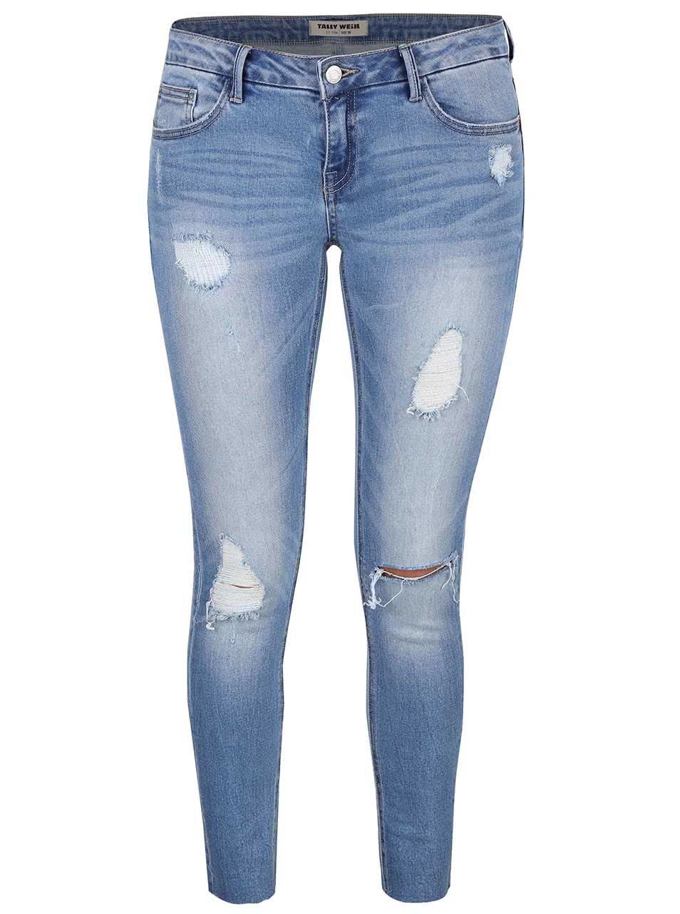 Světle modré skinny džíny s roztrhaným efektem TALLY WEiJL