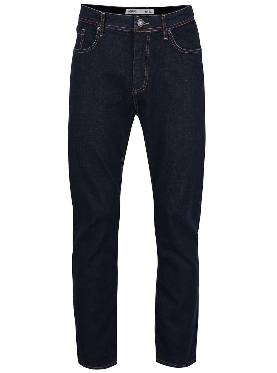 Tmavě modré džíny s hnědým prošíváním Burton Menswear London