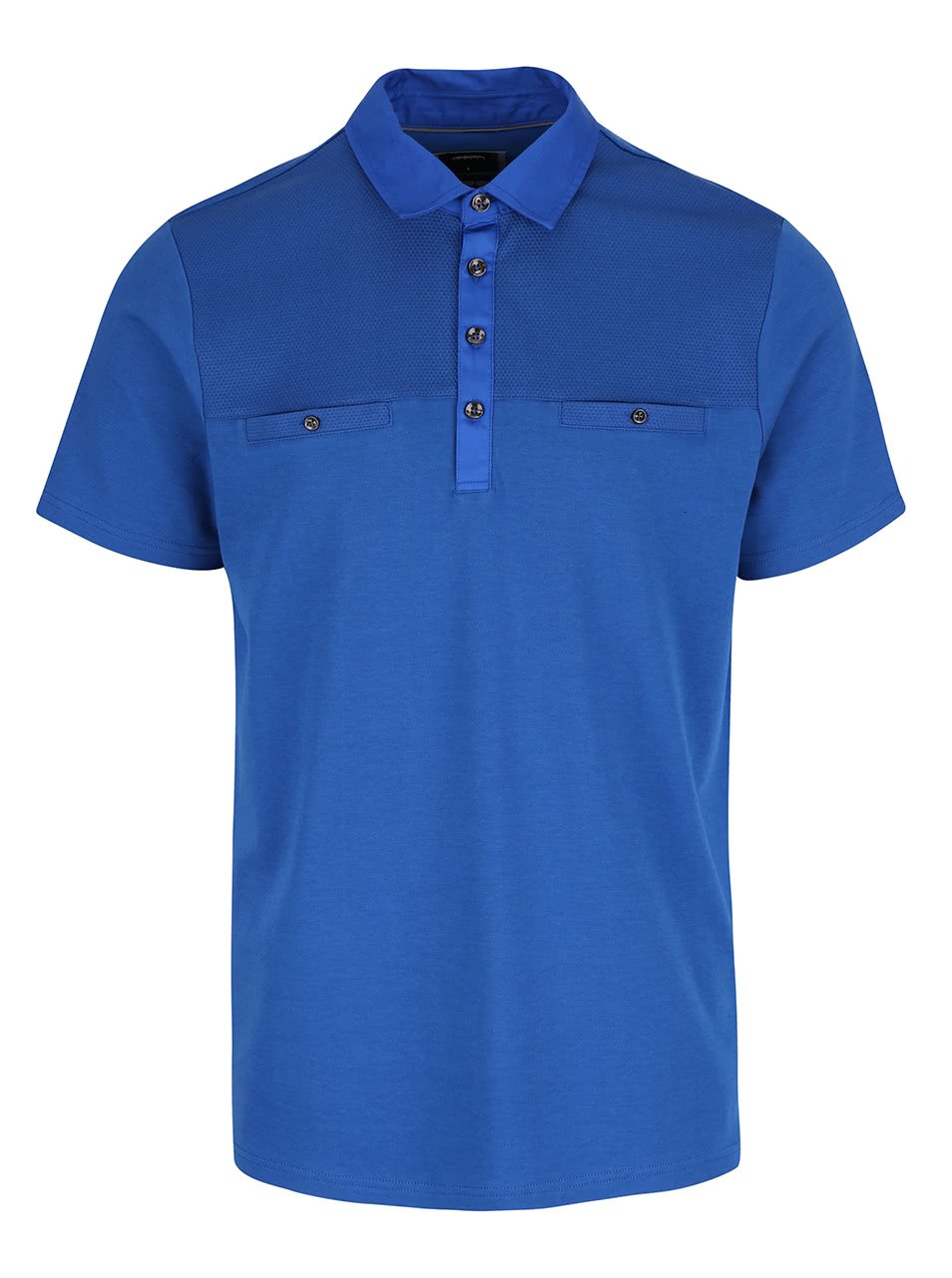 Modré polo triko s falešnými kapsami Burton Menswear London