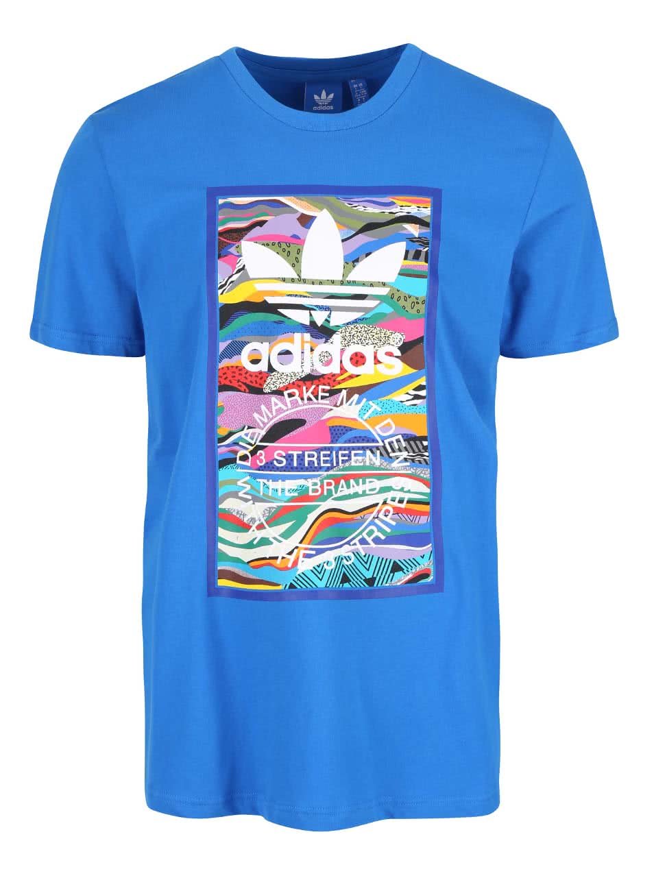 Modré pánské triko s barevným potiskem adidas Originals Color