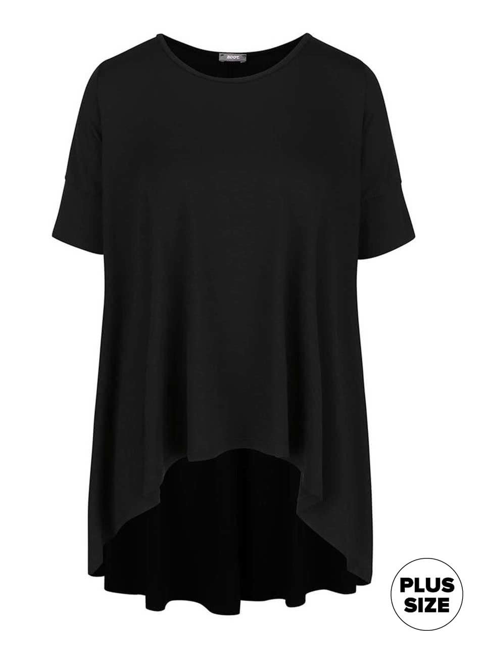 Černé dámské volnější tričko s kratší přední částí ZOOT simple