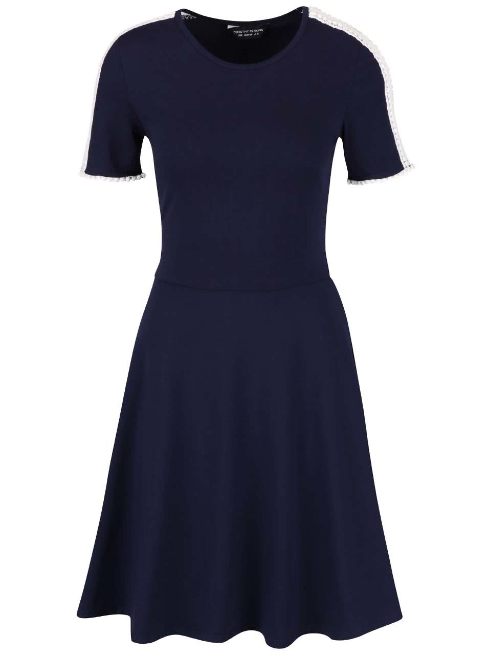 Tmavě modré šaty s krajkovými detaily Dorothy Perkins