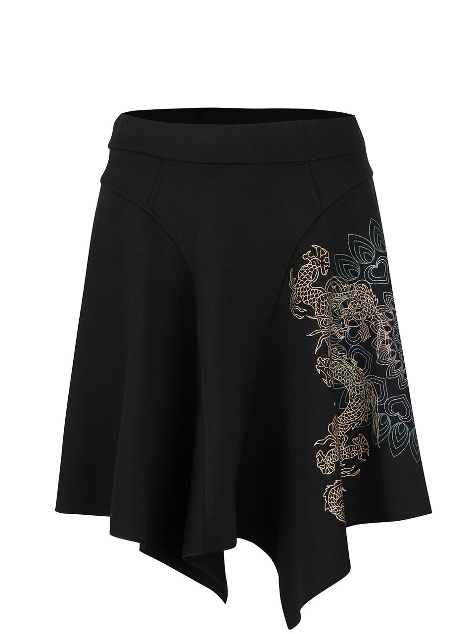 Černá sukně se vzorem Desigual Dragon Dance