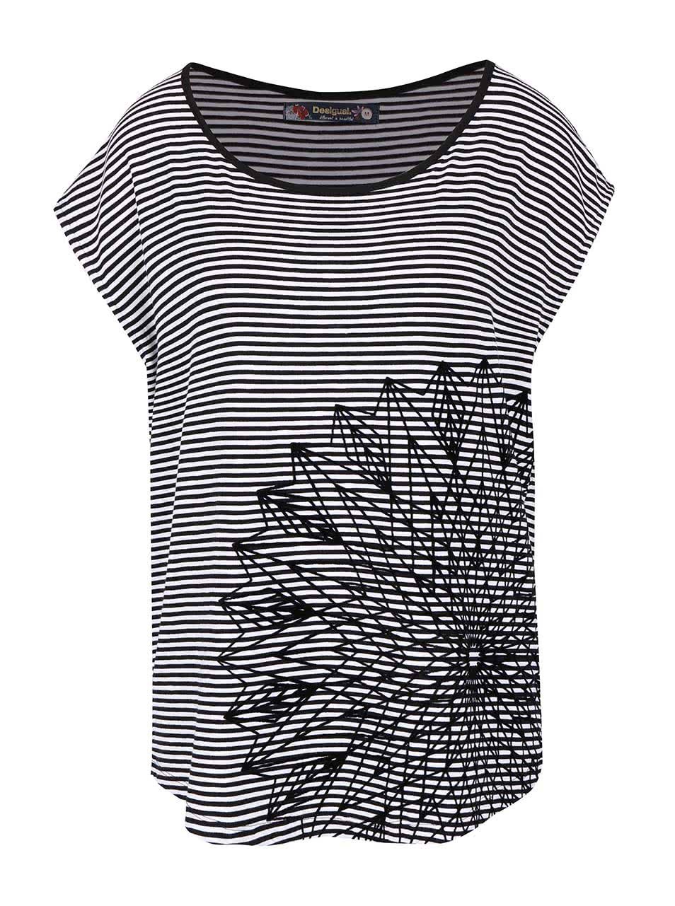 Bílo-černé pruhované tričko Desigual Amapola
