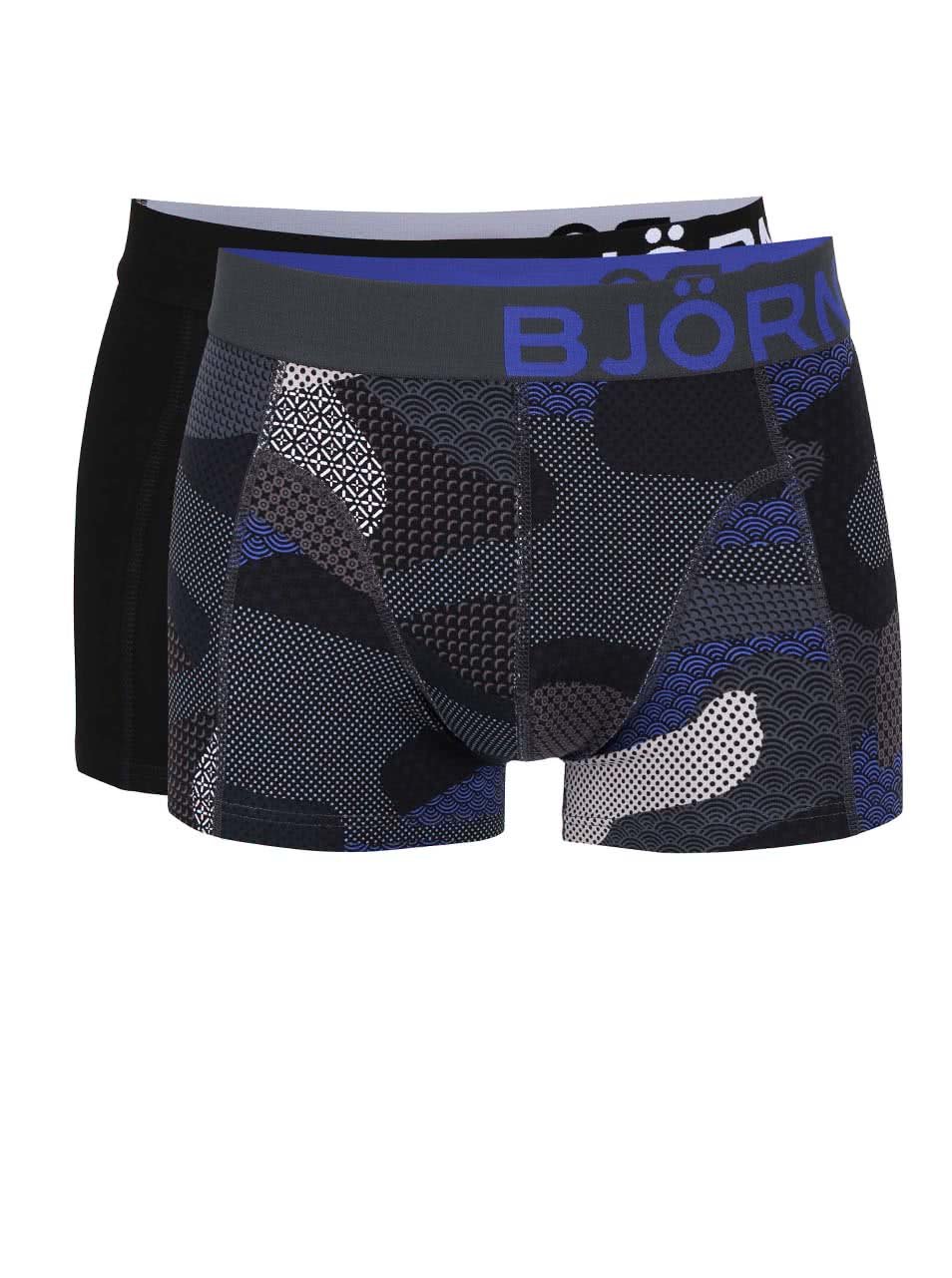 Sada dvou černých a šedých boxerek Björn Borg