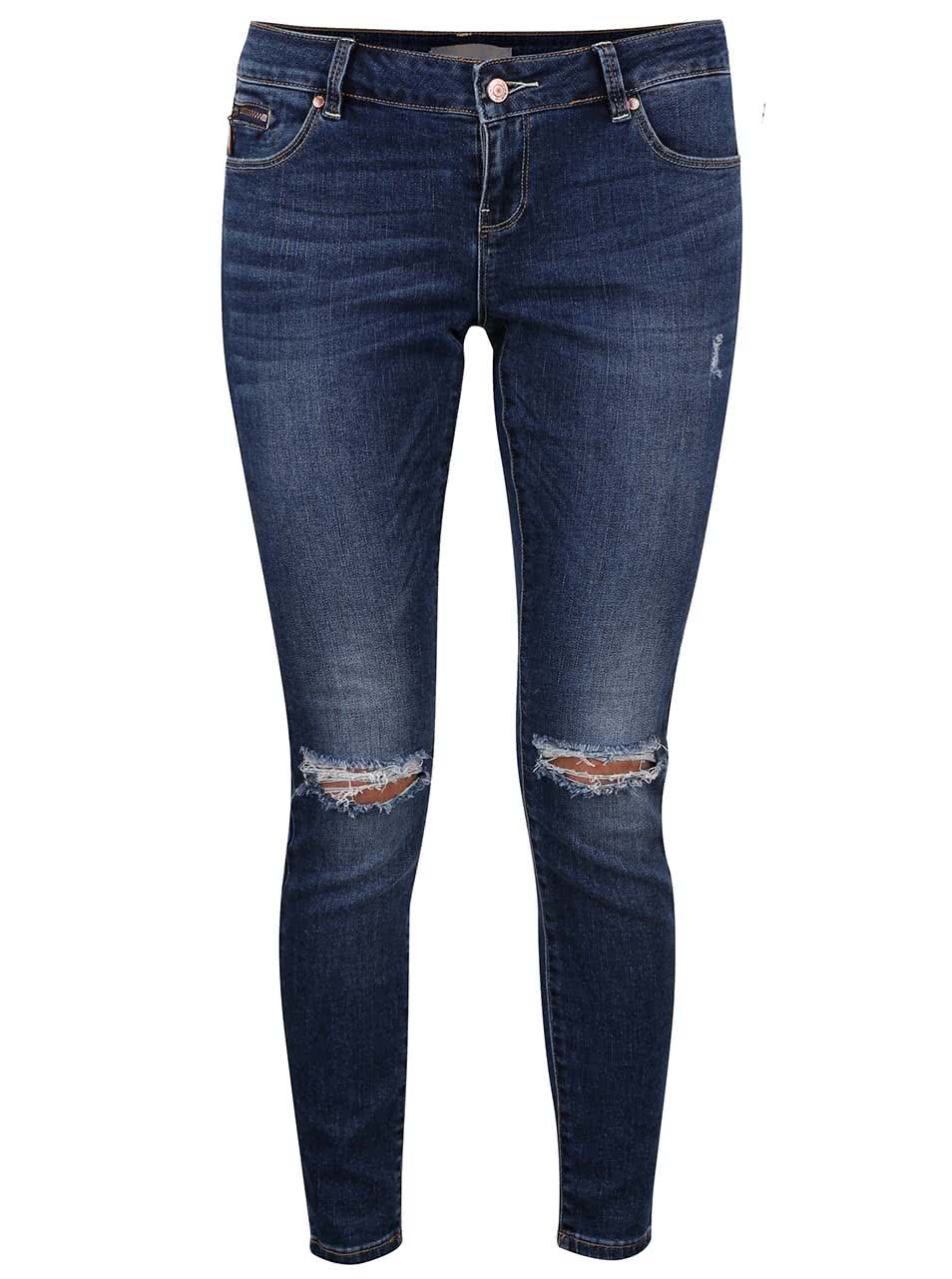Tmavě modré džíny s dírami na kolenou Vero Moda Five